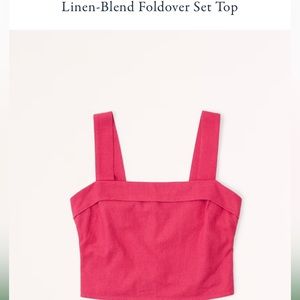 Linen Blend Foldover Set Top